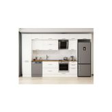 375X240 Cm Klasik Mebran Mutfak Dolabı Beyaz Mbb-E80B50S45-2 Mebran | Beyaz - Suntalam