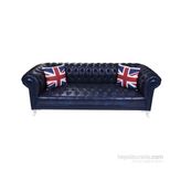 3A Mobilya Dark Blue Leather Chesterield
