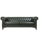 3A Mobilya Green Leather Chesterfield