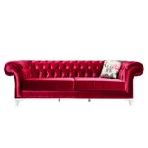 3A Mobilya Nar Çiçeği Kırmızı Chesterfield