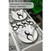 3art Metal Ramazana Özel - Hilal Desenli Metal Peçete Yüzüğü - Halkası - Lüks ve Zarif Tasarım - 6lı Set