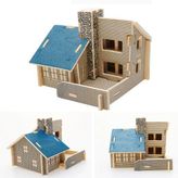 3D Ahşap Mavi Ev Puzzle