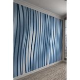 3D Dalgalı Çizgili Mavi Duvar Kağıdı, 350 x 240