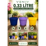 3’Lü 0.33 Litre Renkli Bitki Saksısı Seti