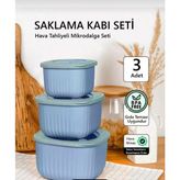 3'lü Line Kare Slikon Kapak Hava Almaz Mikrodalga ve Buzluk Saklama Kabı Seti