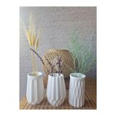 3'lü Origami Mini Vazo Set Beyaz