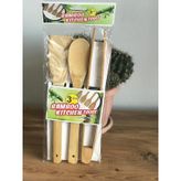 3'lü Spatula Kaşık Maşa Ahşap Bambu Servis Seti Ahşap Mutfak Set