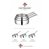 3'Lü Yağ Tava Paslanmaz Çelik 16 Cm -18 Cm -20 Cm