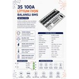 3S 100A Lityum iyon Balanslı BMS (Beyaz PCB)