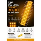 3w Modül Led 3030 12v Mercekli 10 Adet Amber