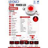 3W POWER LED KIRMIZI 700mA 100 Adet