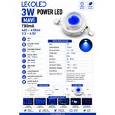 3W POWER LED MAVİ 700mA 100 Adet