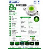 3W POWER LED YEŞİL 700mA 100 Adet