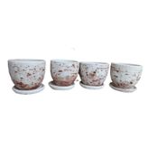 4 ADET ANTİK GÖRÜNÜMLÜ TOPRAK SAKSI 12*12 CM