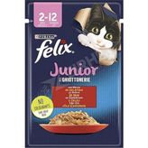 4 ADET Felix Junior Sığır Etli Yaş Yavru Kedi Maması 85 Gr