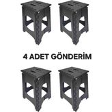 4 Adet Katlanır Siyah Tabure Plastik