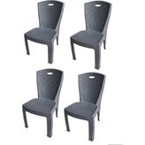 4 Adet Mandella Plastik Sandalye Balkon Kamp Sandalyesi - 6456 Ecorce Tube Marron - Polyester