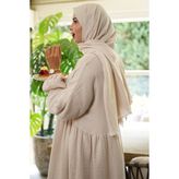4 Kat Müslin Sultan Elbise - Taş - L - XL