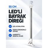 40 Cm Led Aydınlatmalı Krom Bayrak Direği