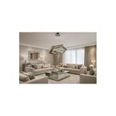 40X25 Altıgen 2 Katlı Gümüş Modern Kristal Avize