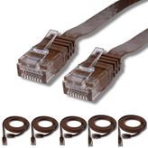 5 adet IRENIS CAT6 Kablo Yassı Ethernet Network Lan Ağ Kablosu 10 Metre Kahverengi