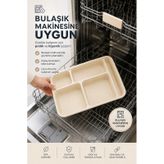5 Bölmeli Bpa İçermez Lüks Plastik Piknik Yemek Servis Tabağı-tabldot Servis Tabağı Krem -21 31 3,5 Cm