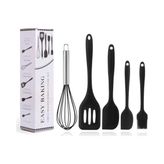 5 Parça Siyah Silikon Spatula Seti | Yanmaz, Yapışmaz ve Isıya Dayanıklı - 0,5 x 7 cm
