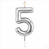 5 Rakam Mum Gümüş - 10 cm