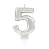 5 Rakam Mum Gümüş Renk (5433)