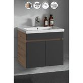 55 Cm Atlantik Çam-Antrasit Gri Mat Mdf Lavabolu Banyo Alt Dolabı Antrasit - Atlantik Çam
