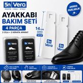 5N Vera 4 Parça Ayakkabı Bakım Seti | 2 Cila + 2 Kerata (14 Cm) Ayakkabı Çekeceği | Deri Ayakkabı Parlatıcı ve Bakım Seti