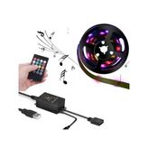5V Usb Rgb Şerit Led - 100Cm, Kumandalı Ve Ses Sensörlü