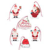 6 Adet 10cm Ahşap Noel Baba Yılbaşı Ağaç Süsü