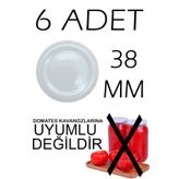 6 Adet 38Mm Metal Kavanoz Kapağı Beyaz