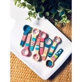 6' Lı Renkli Baharat Kaşığı - Mini Tahta Kaşık Seti- Handmade - El Çizimi Bambu Kaşık - Hediyelik- Dekoratif - Doğal Ahşap Kaşık Seti - Organik- Mumbastik - Çok Renkli