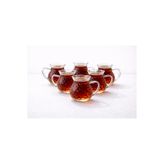 6 Parça Keyfi Ala Kulplu Damla Model Tombul Çay Bardağı Borosilikat Cam 200 ml