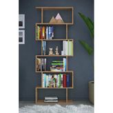 6 Raflı Tek Modül Zigzag Kitaplık Çalışma Odası Ofis Kitaplık