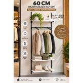 60 Cm Duvar Raf Askılık Sistemi 3 Raflı 200 Cm Konik Dikme Hazır Set Beyaz