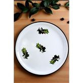 60 No Emaye Sini Sofra, Yemek Sunum Tepsi, Yer Sofrası Çinko ~58 cm - Beyaz - Zeytin