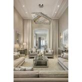60X40 Altıgen Gümüş 2 Katlı Modern Kristal Avize