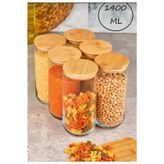6'lı Bambu Kapaklı Cam Erzak Kavanozu 1400 ML