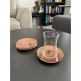 6'lı Dövme Desenli Bakır Çay Tabağı - 10,5 cm