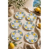 6’Lı Handmade Limon Desenli Seramik Tatlı Tabağı 16 Cm Akdeniz Temalı Pasta Kahvaltı Ve Sunum Tabağı