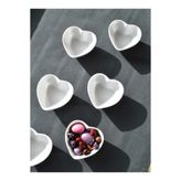 6lı Kalpli Porselen Sosluk Lokumluk 7 cm Kalp Sunumluk Mini Kase