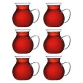 6'lı Keyfi Ala Borosilikat Cam Kulplu Çay Bardağı 220ML Bardak - Şeffaf - 220 ml
