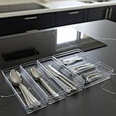 6'lı Modüler Set Mutfak Çekmece Içi Düzenleyici Çatal Kaşık Bıçak Organizeri Kristal - 6'lı SET