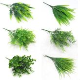 6lı set Yapay Çiçek Fesleğen Şimşir Boston Saz Demeti 5dal Garnitür Aradal Dekoratif Yapay Bitki