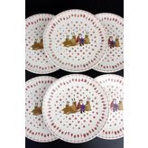 6'lı Yılbaşı Kansept Seramik 20cm Pasta, Tatlı Tabak 20898