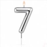 7 Rakam Mum Gümüş - 10 cm