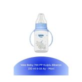 744 Pp Kulplu Biberon 150 Ml 6-18 Ay - Mavi
